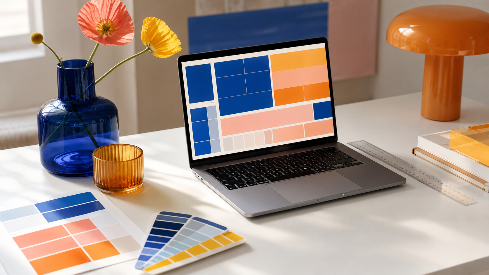 Laptop mit abstrakter farbiger Codegestaltung